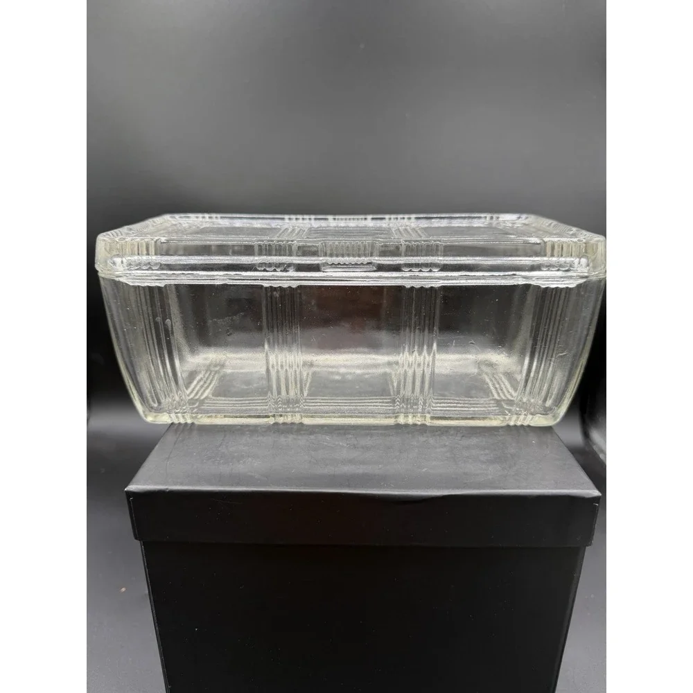 🍇✨ Anchor Hocking Ribbed Clear Glass Refrigerator Dish w/ Lid – Medium Size ✨🍇